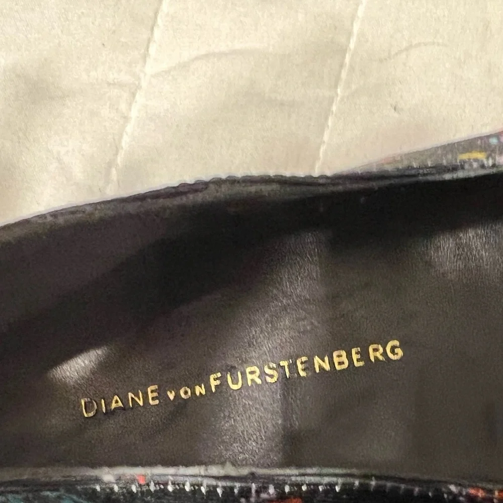Diane Von Furstenberg Black Floral Espadrille Flats Shoes Women's‎ 9M